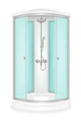 shower cabin with glass doors vector illustration