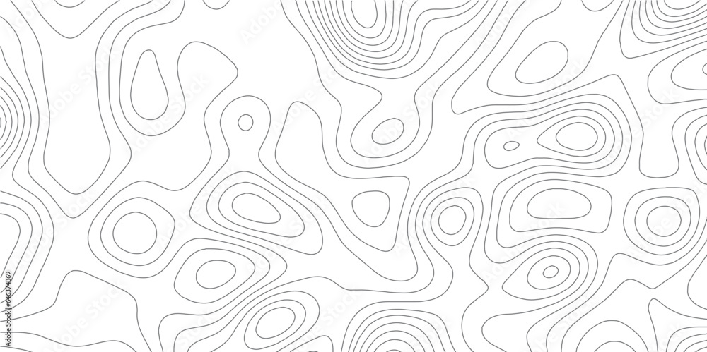 Poster Ocean topographic line map with curvy wave isolines vector illustration. Abstract topographic contours map background, Vector contour topographic map. Cartography texture abstract banner use..