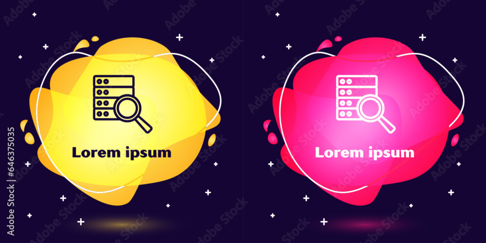 Poster set line server, data, web hosting icon isolated on blue background. abstract banner with liquid sha
