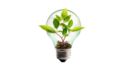 Bulb with leaves, concept of recycling and renewable energy