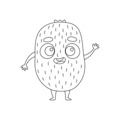 Coloring page funny kiwi. Coloring book for kids. Educational activity for preschool years kids and toddlers with cute animal. Vector illustration