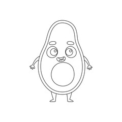 Coloring page funny avocado. Coloring book for kids. Educational activity for preschool years kids and toddlers with cute animal. Vector illustration