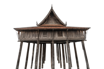 Tripitaka in the middle of water Isolated transparent background.