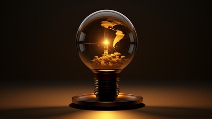 Create a visually striking image of a light bulb with a solar panel as its base, capturing the essence of solar energy harvesting