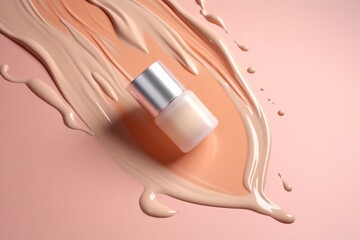 Makeup creamy texture. Skin tone cosmetic product, Expansion of palettes of tonal products for the skin. With Generative AI technology
