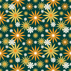 Seamless pattern with fantasy flowers, natural wallpaper, floral decoration curl illustration. Paisley print hand drawn elements.Geometric ethnic pattern seamless flower color