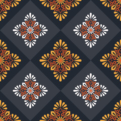 Seamless pattern with fantasy flowers, natural wallpaper, floral decoration curl illustration. Paisley print hand drawn elements.Geometric ethnic pattern seamless flower color