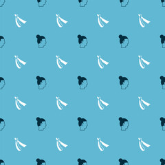 Set Hairstyle for men and Straight razor on seamless pattern. Vector
