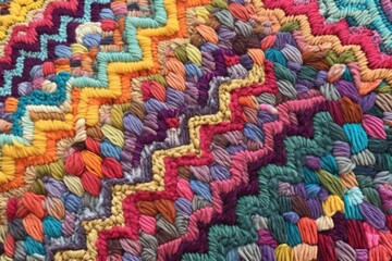 Fototapeta na wymiar close-up of colorful rug hooking patterns