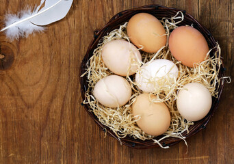 natural organic eggs, rustic style Easter
