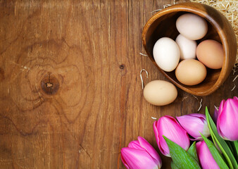 natural organic eggs, rustic style Easter