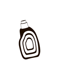 bottle with wash detergent black and white linear illustration