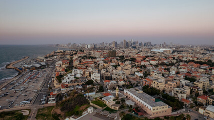 Sunset view over the coastline of Jaffa Tel Aviv Bat-Yam Israel