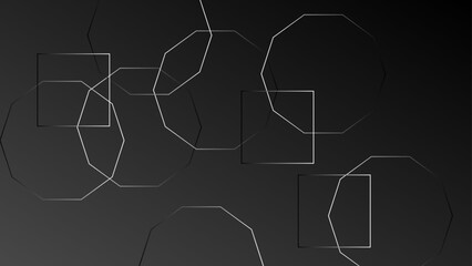 Black abstract background with geometric shape. Modern gold circle lines pattern. Horizontal banner template. Suit for cover, banner, brochure, corporate, poster, presentation, website