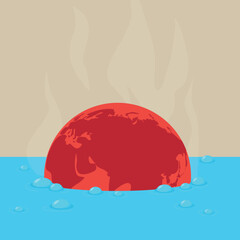 Illustration of the earth in boiling water.