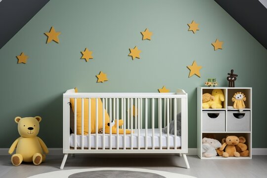 Transform the kids room with a green mockup wall for imaginative design