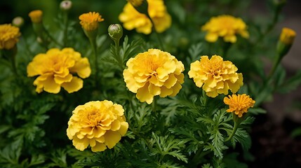 Small Companions of Sunshine Lemon Gem Marigolds in Vibrant Bloom