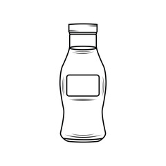 sauce bottle in outline style on white background