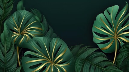 Wallpaper Leaves of Monstera, abstract green texture, nature background