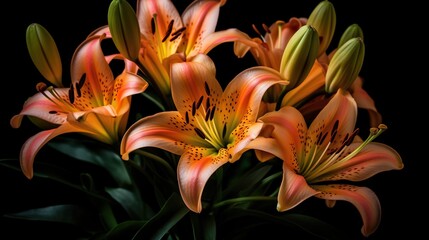Vibrant Blooms Asiatic Lilies - Exquisite Detail in Floral Elegance