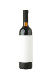 Bottle of red wine isolated on white background