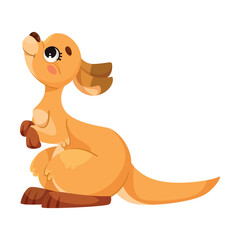 Cute Kangaroo as Australian Animal Character in Standing Pose Vector Illustration