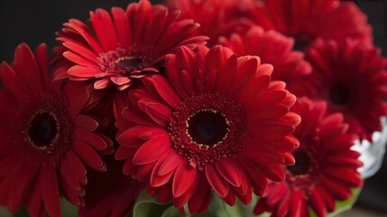 Fototapeta premium Vibrant Red Gerbera Daisy (Gerbera jamesonii) in Close-up - Nature's Beauty Captured