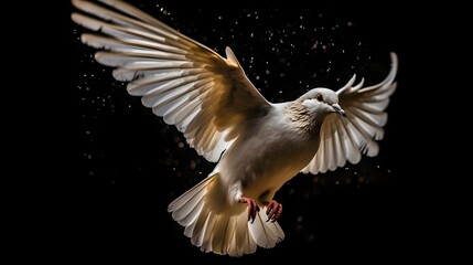 A beautiful stargazing white dove. Created with Generative AI Technology - obrazy, fototapety, plakaty