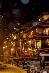 Fototapeta na wymiar 銀山温泉のノスタルジックな風景