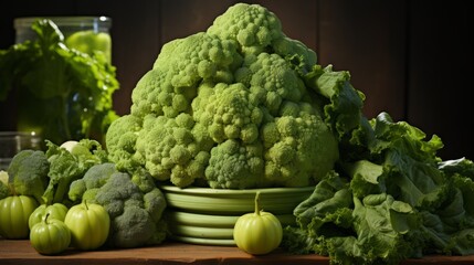 Fresh Organic Produce From Eco-Friendly Garden. Ripe green broccoli in a heap.