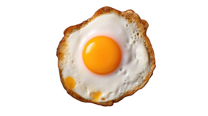 Fried eggs and bacon breakfast isolated on white background. Top view