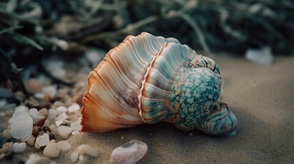Captivating Seashell on Sunrise Beach - Coastal Beauty and Morning Tranquility