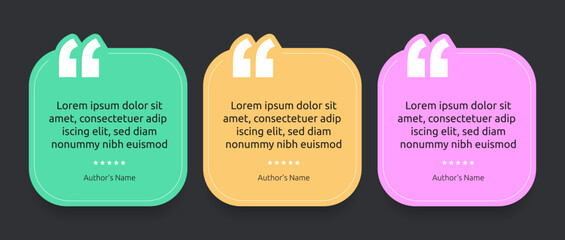 3D bubble testimonial banner, quote, infographic. Social media post template designs for quotes. Empty speech bubbles, quote bubbles and text box. Vector Illustration EPS10.