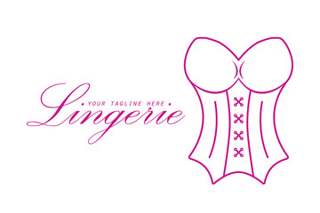 Cute lingerie logo for a lingerie boutique,  fashion designer's salon and more vector line style illustration