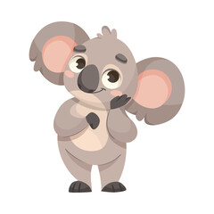 Cute Koala Character with Large Ears and Nose Vector Illustration