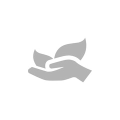 icon of hands, leaves, on a white background, vector illustration