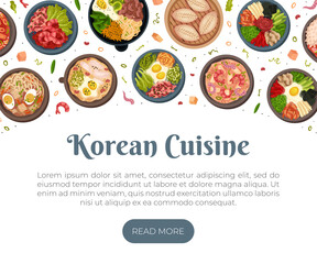 Korean Food Tasty Dish Banner Design Vector Template