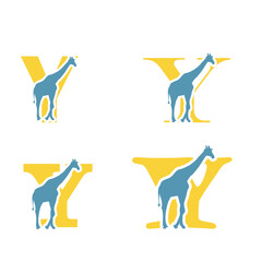 Obraz premium Initials Logo Design Alphabet Letter 0 Girafe Logo Design Concept