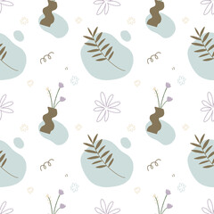 Seamless pattern with abstract minimal  flowers.cute Floral spring and summer wedding background. Perfect for fabric design, wallpaper, apparel. illustration
