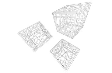 Architectural background. Cube lattice construction