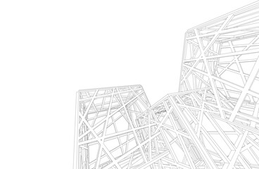Architectural background. Cube lattice construction