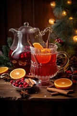 Christmas winter non-alcoholic vegan drink made from natural berries and juice