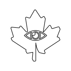 maple leaf icon on a white background, vector illustration