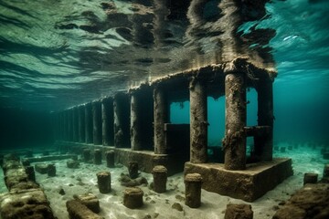 ruins beneath the sea. Generative AI