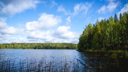 Fototapeta na wymiar beautiful lake landscape during summer. photo takein in finland