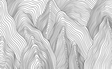 Abstract wavy background. Black and white lines illustration. Composition for wallpaper hand drawn.