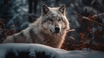 Majestic Wolf Roams Snowy Forest, A Captivating Glimpse of Wilderness Grace
