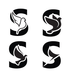 Initials Logo Design Alphabet Letter S & Dove Logo Design Concept