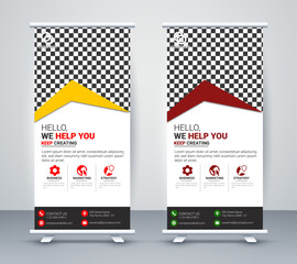 Business roll-up display standee for presentation purposes
