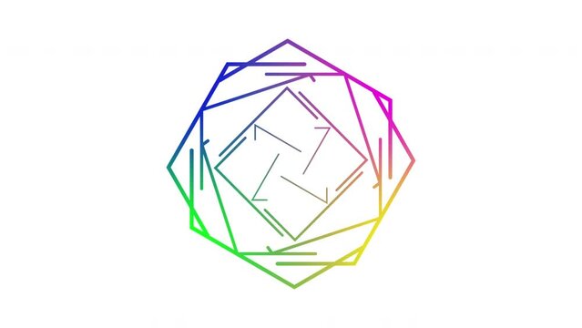 Circle loading colorful raibow icon loop animation with white background. 